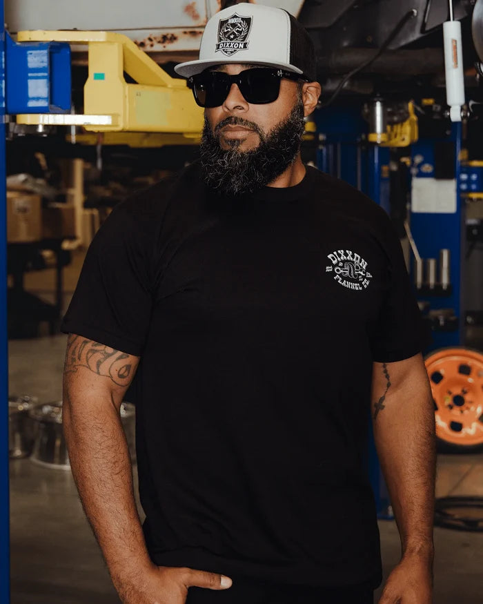 Short sleeve Iron Viper graphic tee by Dixxon in black, alternate product view of the print