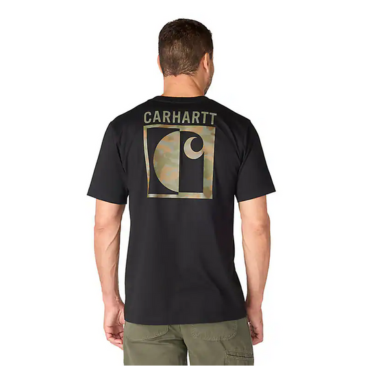 Carhartt Irvine relaxed fit block camo graphic t-shirt in black, available in big and tall sizes