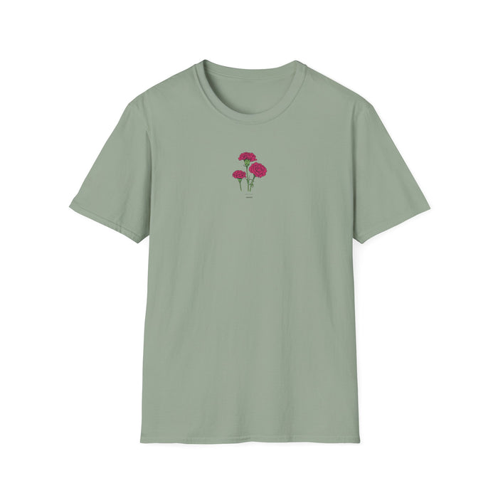 January's flower of the month - Nori Shore's Red Carnation Tee T‑Shirt