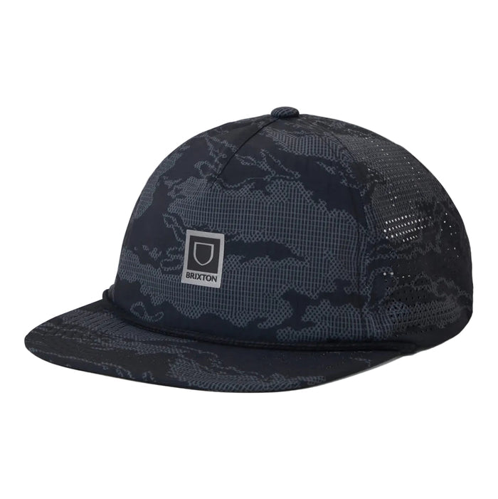Brixton Journey performance snapback hat in black tiger camo