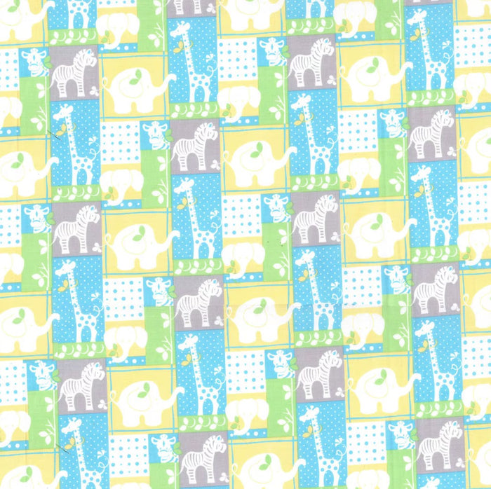 Jungle Patch on Blue Baby Prints 100% Cotton Baby Price Per Yard