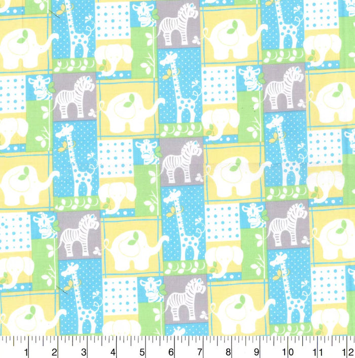 Jungle Patch on Blue Baby Prints 100% Cotton Baby Price Per Yard