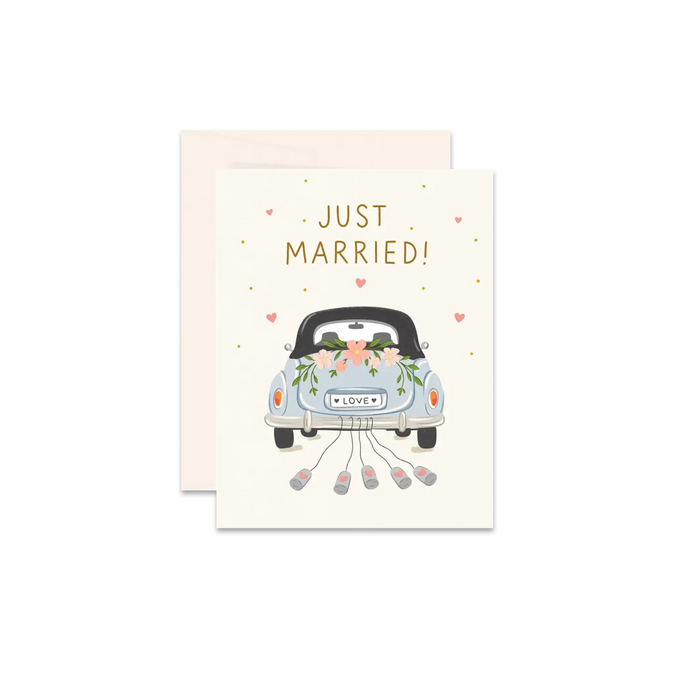 Just Married Car Greeting Card - Made in Canada