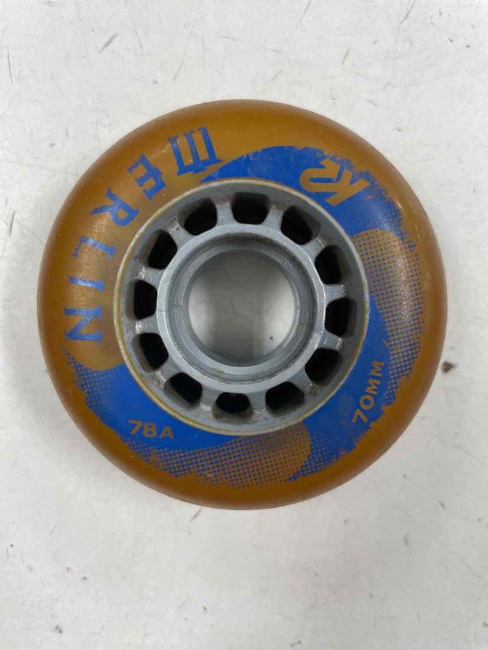 K2 Merlin Amber Wheel Size 70mm 78A Used Inline Wheels
