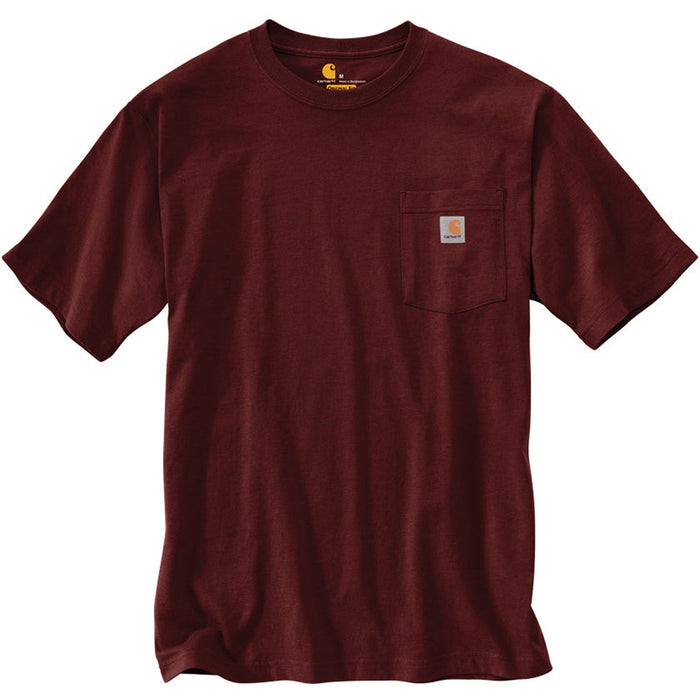 Carhartt K87 loose fit heavyweight pocket t-shirt in port, front view