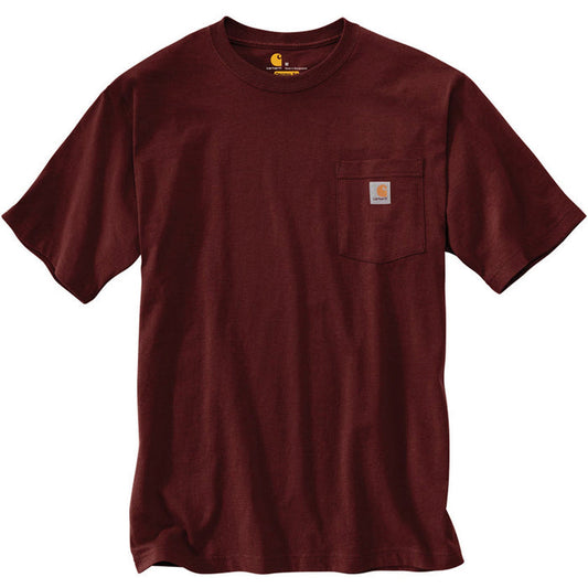 Carhartt K87 loose fit heavyweight pocket t-shirt in port, front view