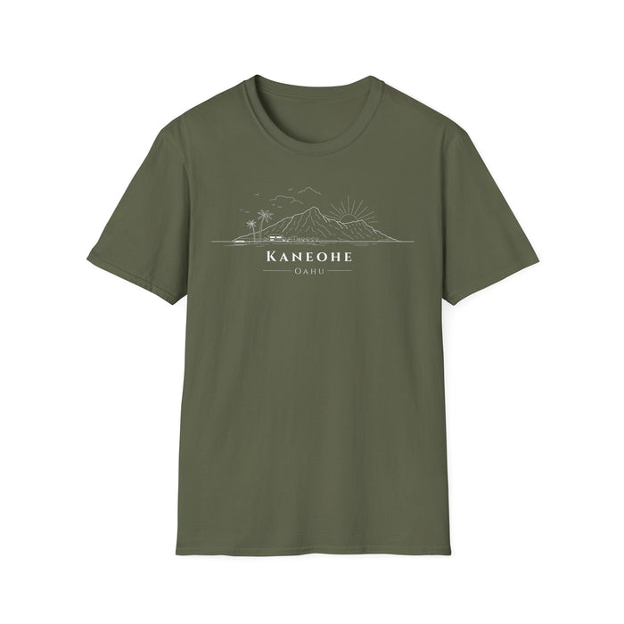 Kaneohe Skyline T-Shirt (white lineart & text)