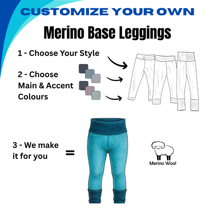 Kids Custom Merino Wool Leggings | Base Layer Weight