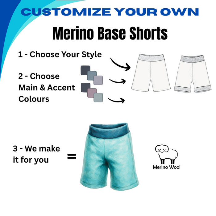 Kids Custom Merino Wool Shorts | Base Layer Weight