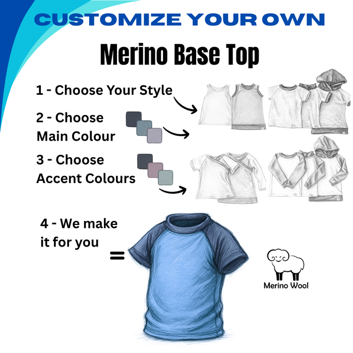 Kids Custom Merino Wool Top | Base Layer Weight