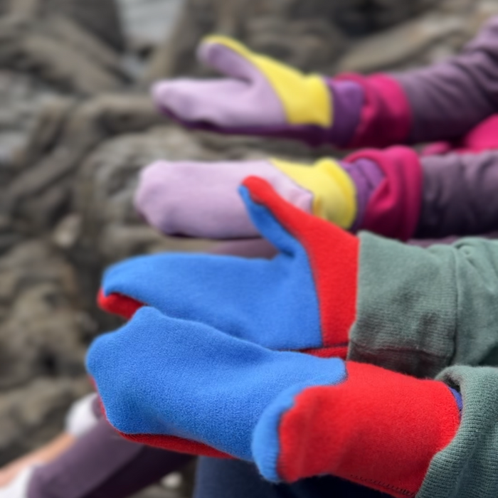 Kids Felted Organic Merino Wool Mitts with Thumbs