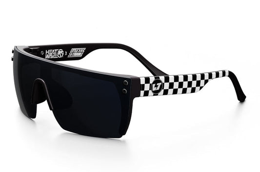 Kids Lazer Little Trouble sunglasses by Heat Wave Visual in checker print, angled view