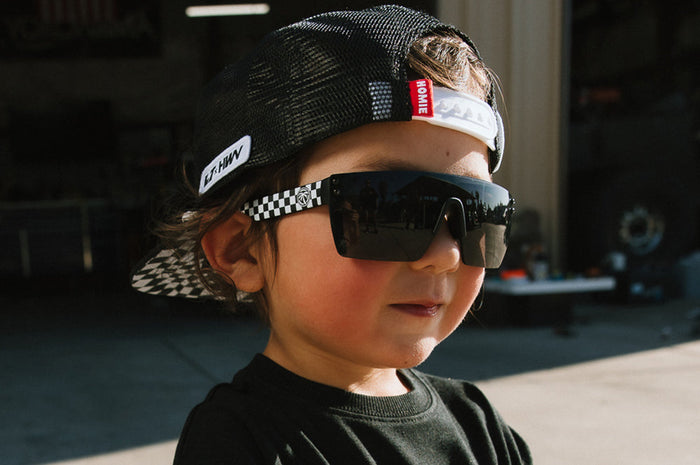 Kids Lazer Little Trouble checker sunglasses by Heat Wave Visual, additional product view