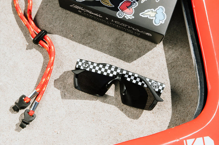 Kids Lazer sunglasses by Heat Wave Visual in the Little Trouble checker colorway, gallery view