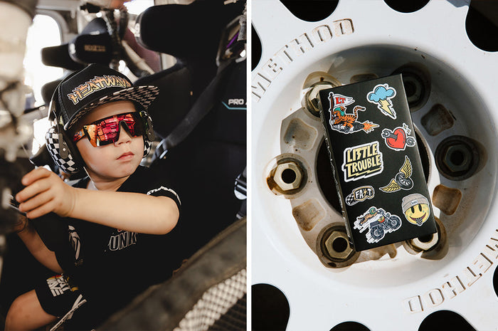 Kids Lazer Little Trouble flames sunglasses by Heat Wave Visual, further product view