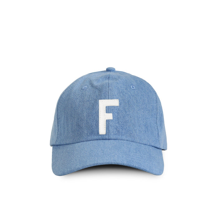 Made in Canada 100% Cotton Kids Letter F Baseball Hat Light Blue Denim - Province of Canada