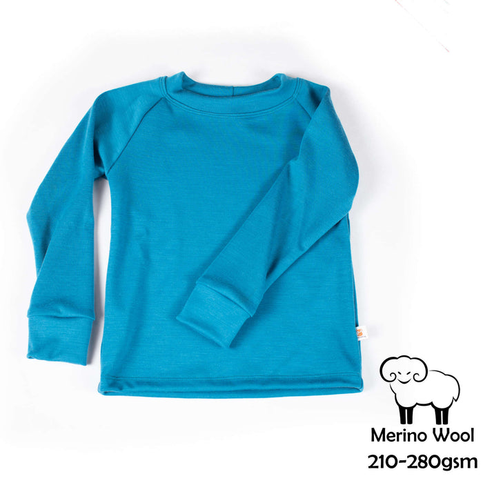 Kids Merino Wool Long Sleeve Top | Mid-Heavy Weight