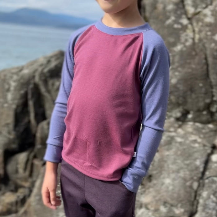 Kids Merino Wool Long Sleeve Top | Mid-Heavy Weight