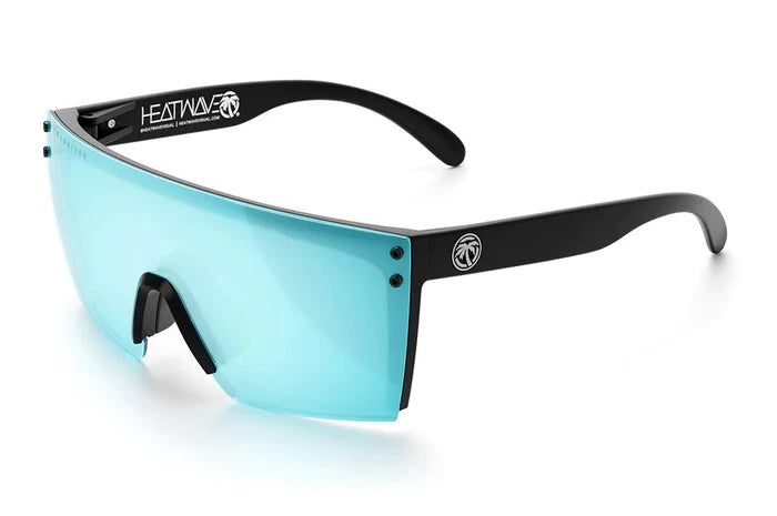 Angled view of the Heat Wave Lazer Face polarized Arctic Chrome Z87 sunglasses