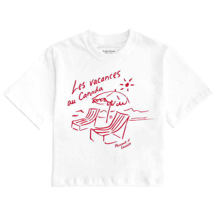 Made in Canada 100% Organic Cotton Les Vacances Tee White - Unisex - Province of Canada