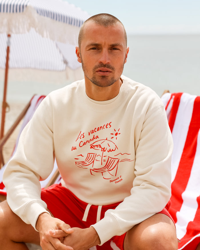 Made in Canada Fleece Les Vacances Sweatshirt Cream - Unisex - Province of Canada