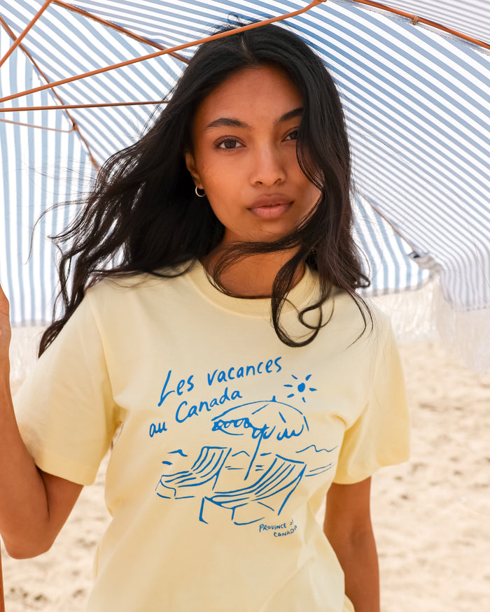 Made in Canada 100% Organic Cotton Les Vacances Tee Butter - Unisex - Province of Canada
