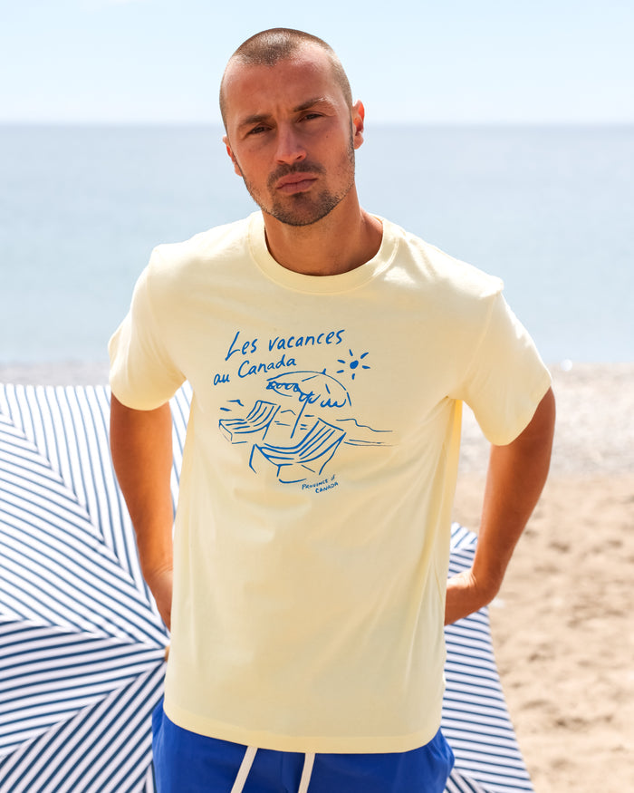 Made in Canada 100% Organic Cotton Les Vacances Tee Butter - Unisex - Province of Canada