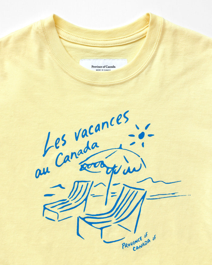 Made in Canada 100% Organic Cotton Les Vacances Tee Butter - Unisex - Province of Canada