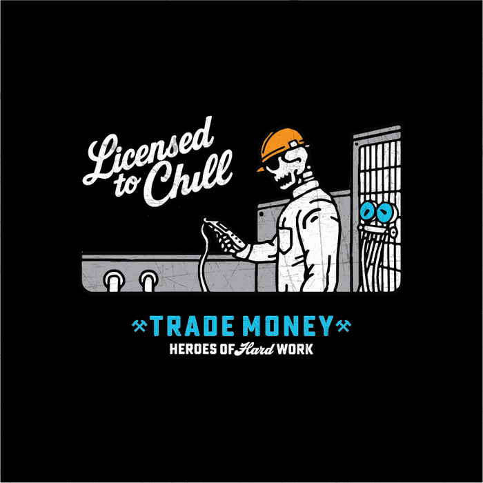 Trade Money Licensed to Chill heavyweight t-shirt in faded black, alternate graphic view