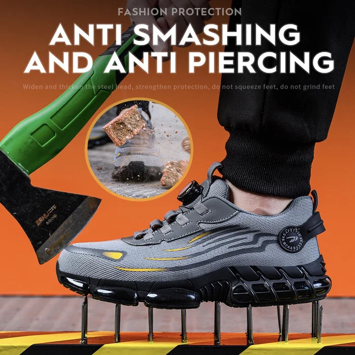 Heavy duty work shoe with shock-absorbing insole - interior view