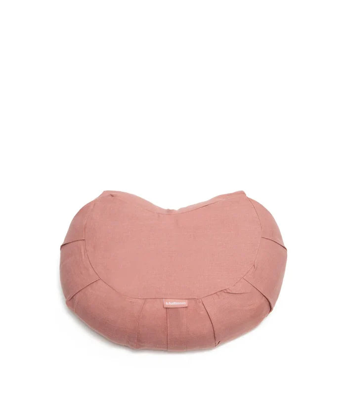 LINEN HALFMOON MEDITATION CUSHION-ROSE CLAY