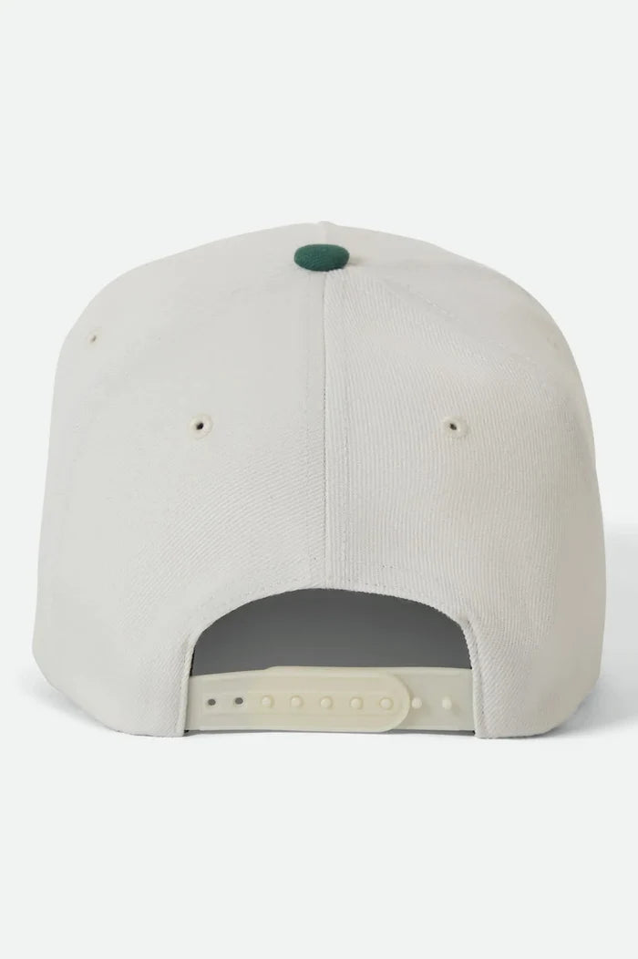 Brixton Linwood Netplus snapback hat in off white and primal green, additional product view