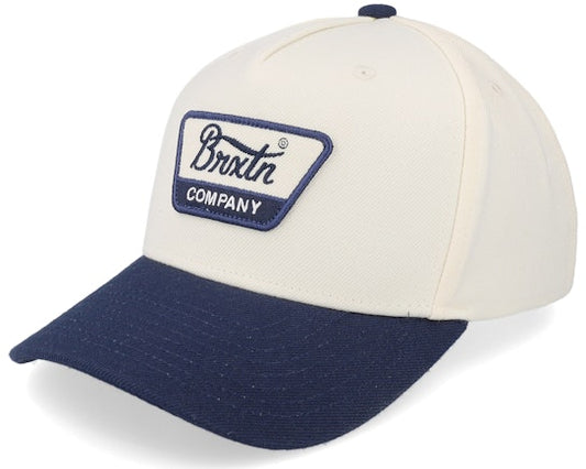 Brixton Linwood Netplus snapback hat in royal and off white