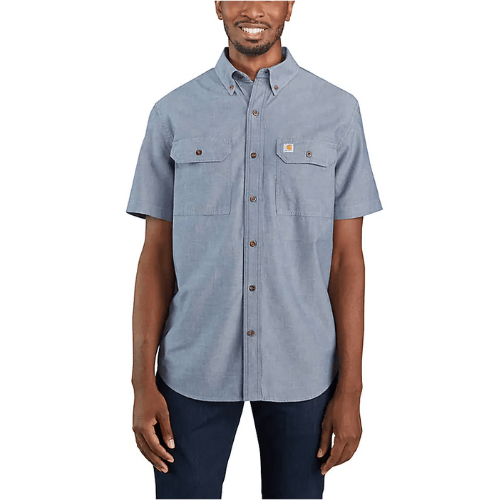 Carhartt loose fit midweight chambray short sleeve shirt in denim, big and tall sizes