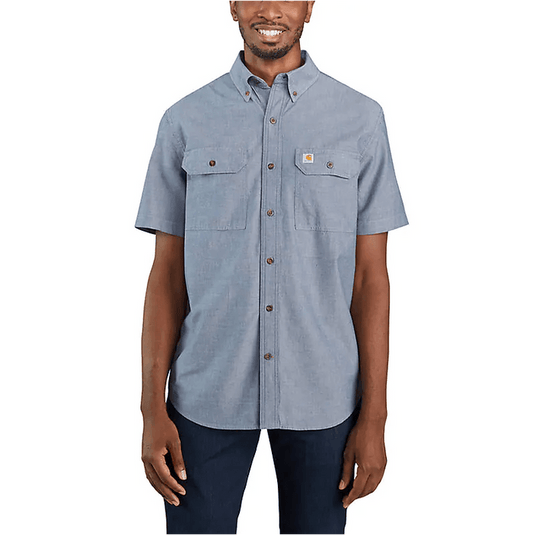 Carhartt loose fit midweight chambray short sleeve shirt in denim, big and tall sizes