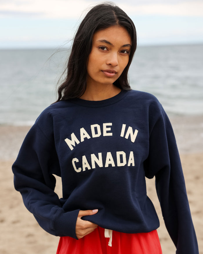 100% Cotton Fleece Made in Canada Sweatshirt Navy - Unisex - Province of Canada