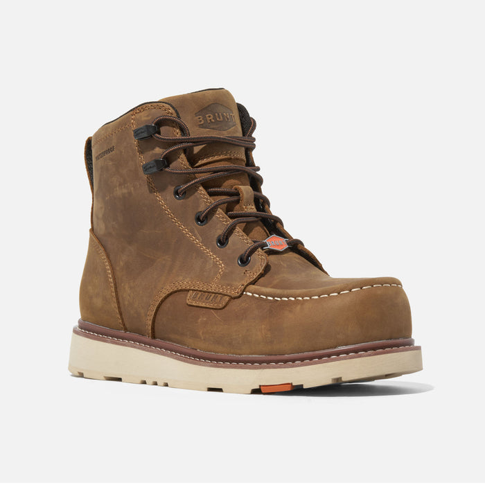 Right side view of the BRUNT Marin 6-inch work boot in brown full grain leather