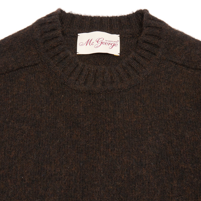 McGeorge of Scotland Supersoft Shetland Jumper in Brown Melange