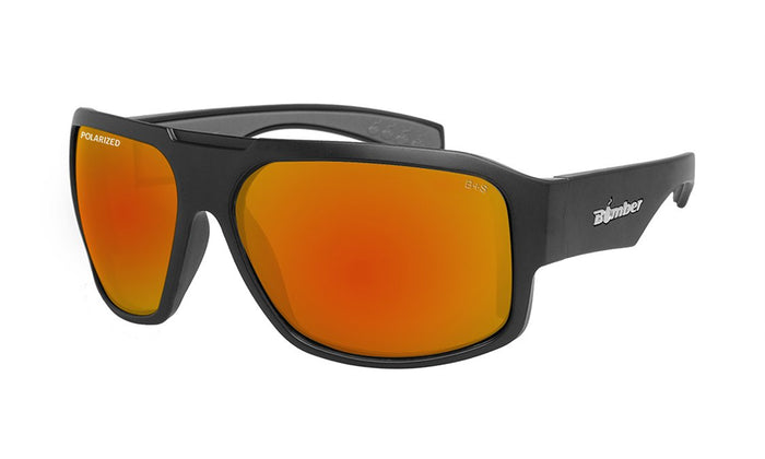 Bomber Mega Bomb ANSI Z87+ safety glasses with polarized red mirror lens