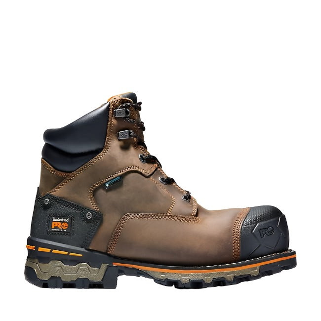 Timberland PRO Boondock 6-inch waterproof composite toe work boot in brown, wide widths