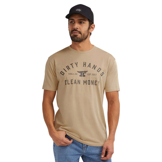 Troll Co. men's DHCM classic t-shirt in tan, big and tall sizing