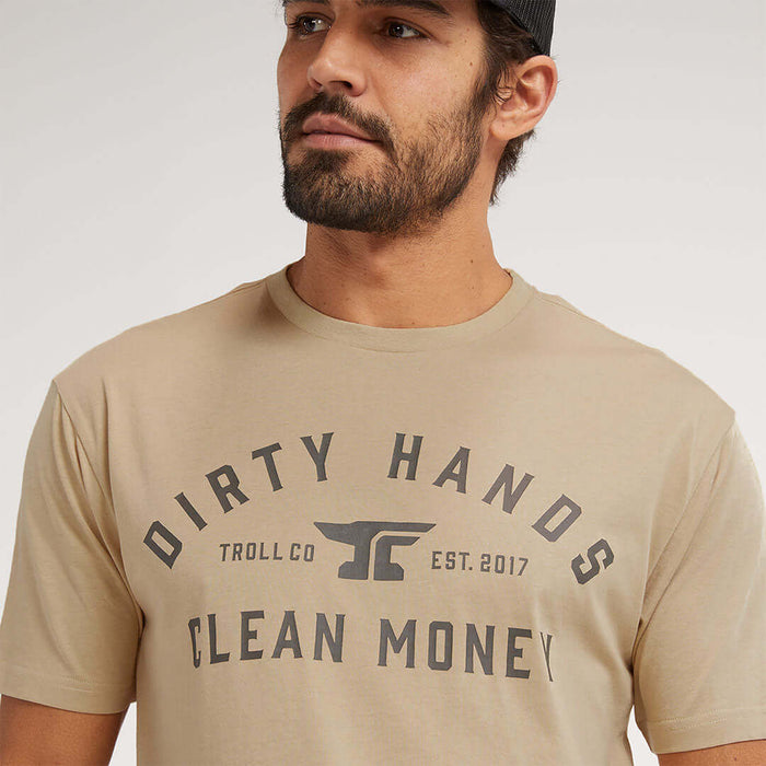 Troll Co. DHCM classic tee in tan, alternate view of the print
