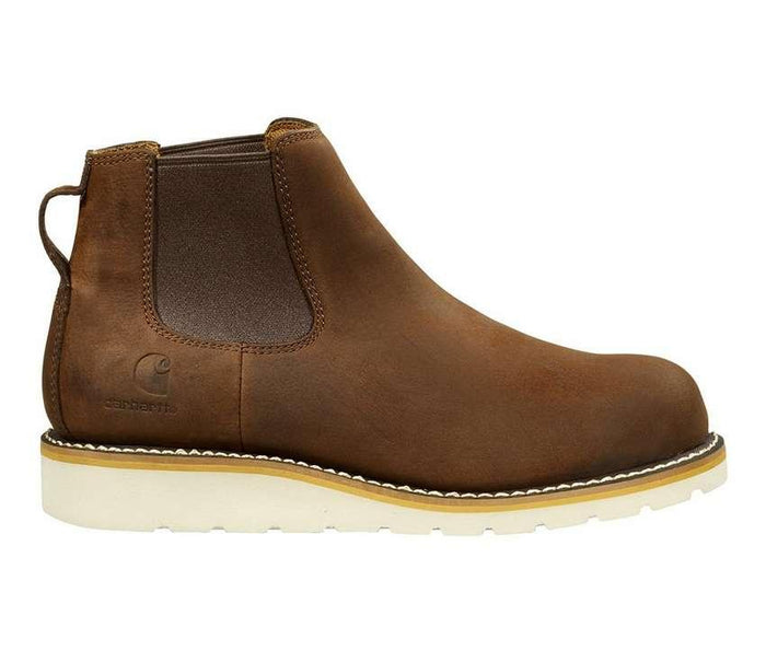 Carhartt wedge sole Chelsea pull-on work boot in brown leather