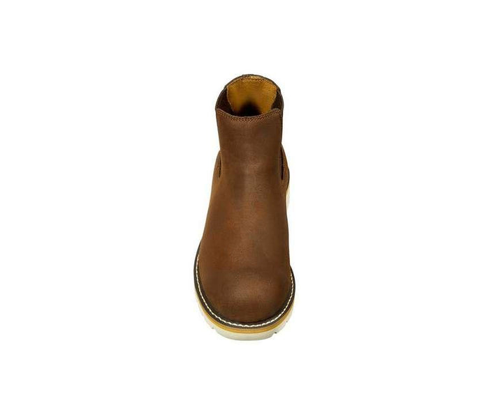 Carhartt brown Chelsea pull-on boot, additional product view of the leather upper