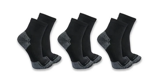 Carhartt men's midweight quarter socks in black
