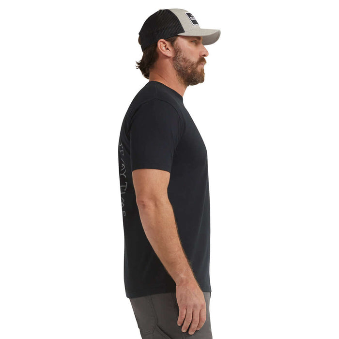 Troll Co. Pay Time tee in black, alternate view of the print