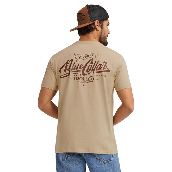 Troll Co. men's SBC Banner t-shirt in tan, big and tall sizing