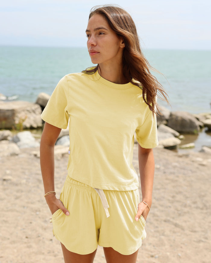 Made in Canada 100% Organic Cotton Monday Crop Top Butter - Unisex - Province of Canada