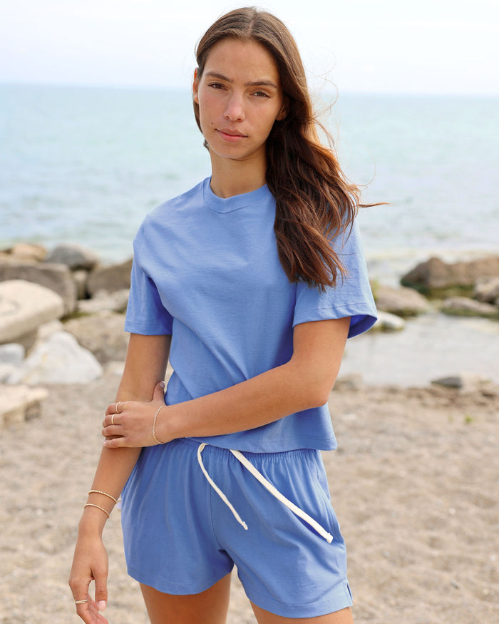 Made in Canada 100% Organic Cotton Monday Crop Top Periwinkle - Unisex - Province of Canada