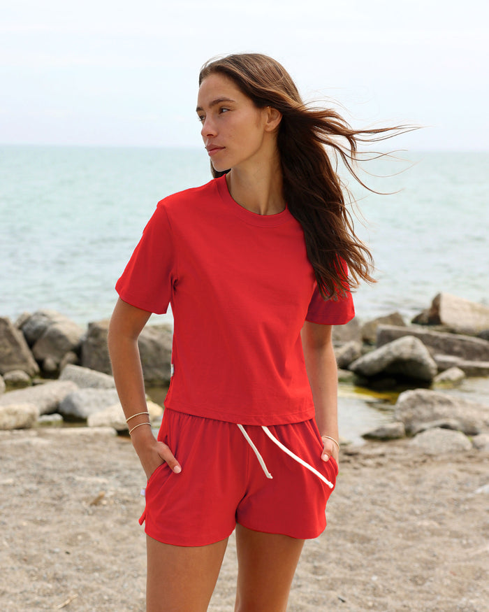 Made in Canada 100% Organic Cotton Monday Crop Top Red - Unisex - Province of Canada